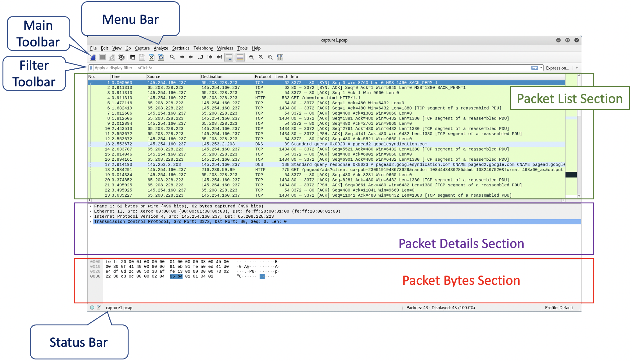 Wireshark UI